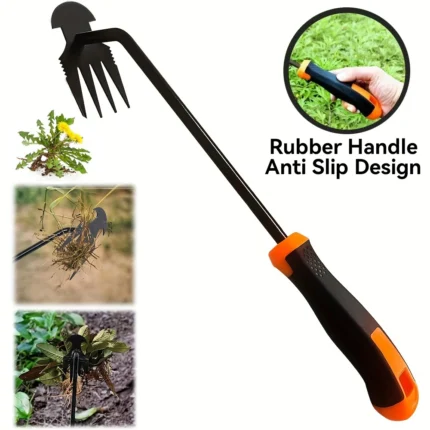 Uprooting Weeding Enhanced 4-Tine Stainless Steel Weeder Tool,Multi Function Garden Tools fro Efficient Weed Extraction